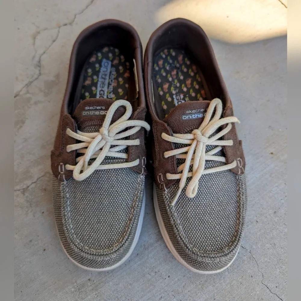 Skechers Brown and Tan Boat Shoes - Picture 1 of 4